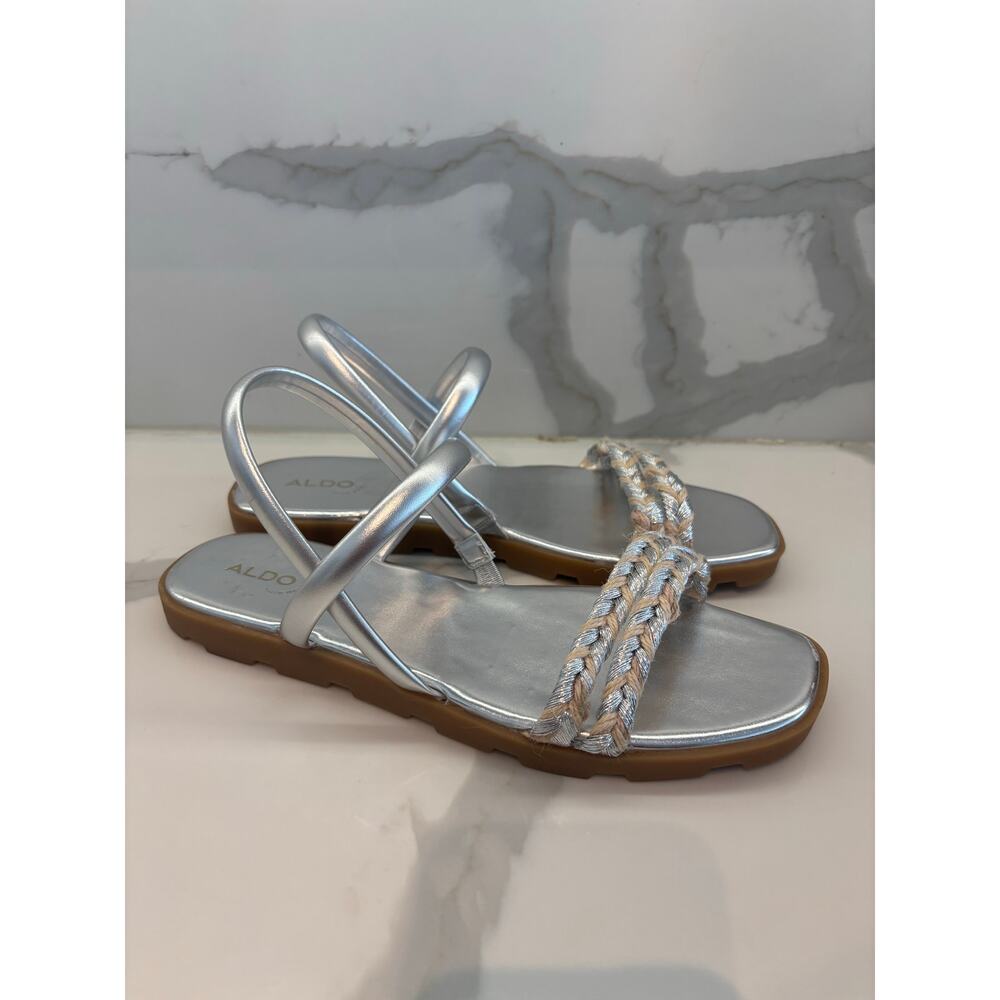 ALDO SILVER ROPE SLINGBACK FLATS NWOT SIZE 11